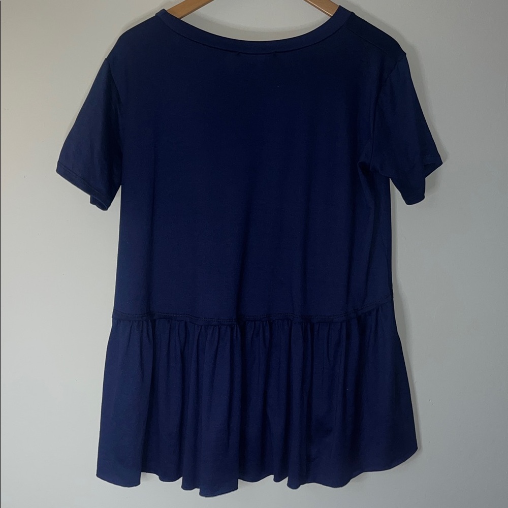Entro Dark Blue Peplum Short Sleeve Top - Picture 5 of 5